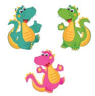 Cute funny cartoon dinosaur in different colors N2