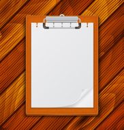 Clipboard with wooden background