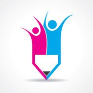Creative pencil and people icon stock vector N2
