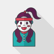 sporty girl flat icon with long shadow eps10 N2