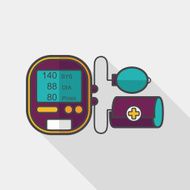 sphygmomanometer blood pressure flat icon with long shadow eps10