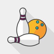 Bowling game flat icon with long shadow eps10