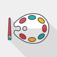 Art palette with paint brush flat icon