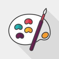 Art palette with paint brush flat icon N2