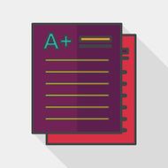 plus grade in the notebook flat icon