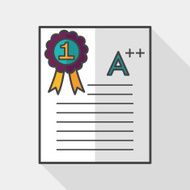 plus grade in the notebook flat icon N3