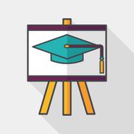 Graduation hat on the blackboard flat icon