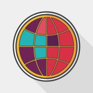 globe icon flat icon with long shadow N7