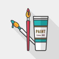 brush and color tube flat icon with long shadow eps10 N5