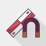 Magnet flat icon with long shadow eps10 N5