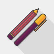 Pencil and pen flat icon with long shadow eps10 N5