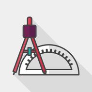 rulers and compass flat icon with long shadow eps10 N5