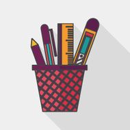 Pen Holder flat icon with long shadow eps10 N5