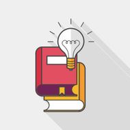 light bulb over books flat icon with long shadow eps10