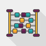 abacus calculation flat icon with long shadow N29