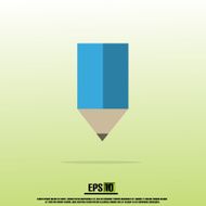Blue Crayon With Green Background And Shadow