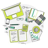 Flat linear design vector illustration concepts of education and online