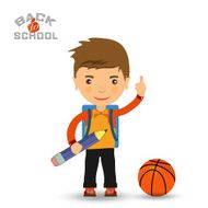 Back to school design Vector illustration - schoolboy showing O N2