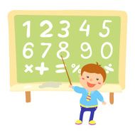 Student with Education Concept Icons Study in Flat Design Style