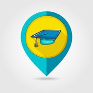 Graduation Cap flat mapping pin icon