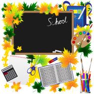 background with school blackboard and appliances