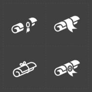 Scrolls icons with ribbon on Dark Background N3