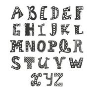 Cute vector alphabet isolated on white background Hand drawn le N2