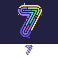Number two colorful line fingerprint icon