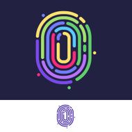 Number zero colorful line fingerprint icon