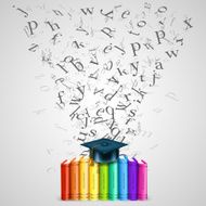 Books color with flying letters