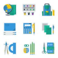 Colored vector icons for school items