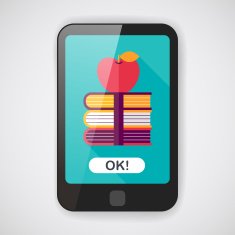 Books tower with apple flat icon long shadow eps10 N3