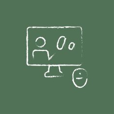 Monitor and online tutorial icon drawn in chalk