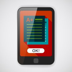 plus grade in the notebook flat icon with long shadow N4