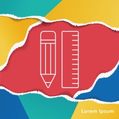 pencil and ruler line icon N3