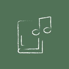 Music book icon drawn in chalk