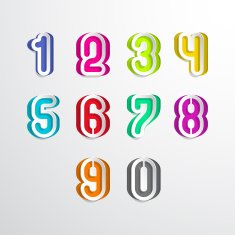 Set of Number colorful paper cut out Vector illustration