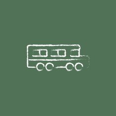 School bus icon drawn in chalk
