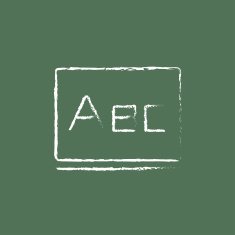 Letters abc on the blackboard icon drawn in chalk