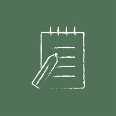 Writing pad and pen icon drawn in chalk