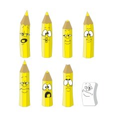 Cartoon emotional yellow pencils set color 13