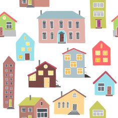 Pattern with different houses