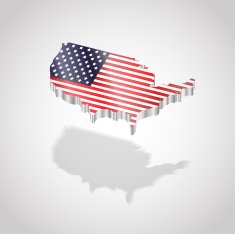 Map and flag of USA isolated N3