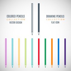 set pencils icons in the style flat design isolated