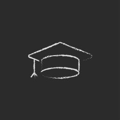 Graduation cap icon drawn in chalk N2