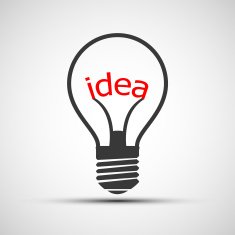 Vector icons light bulb with the word idea
