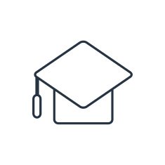 outline icon of academic hat