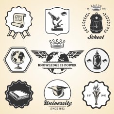 Education school academy university vintage symbol emblem label collection N2