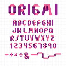 Ribbon origami alphabet font vector eps 10