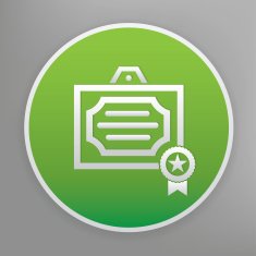 Certificate icon design on green button vector